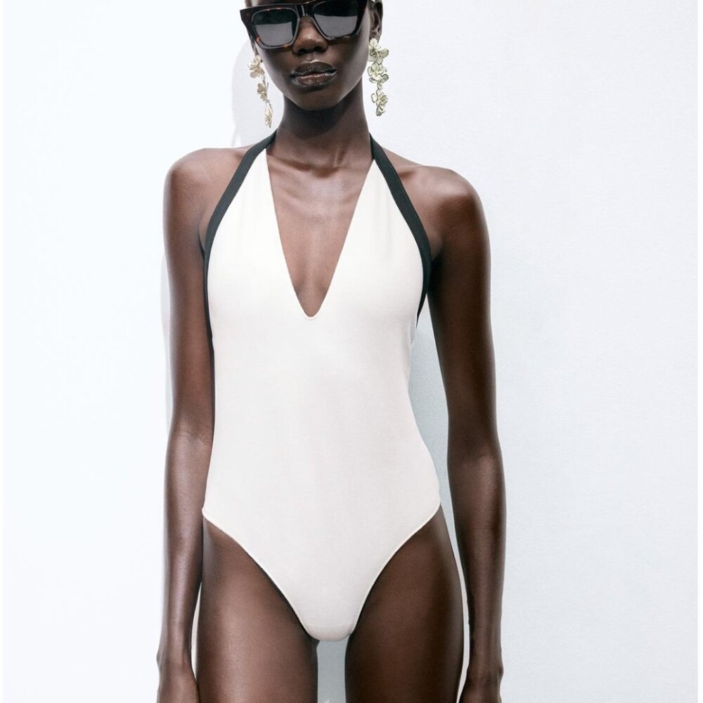 ZARA Stretch Contrast Bodysuit – Sculpt Fabric – Size M - Picture 3 of 13
